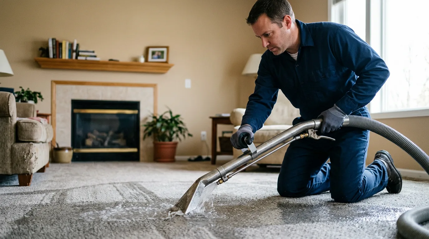 Water damage restoration technician working near Hillsboro, GA